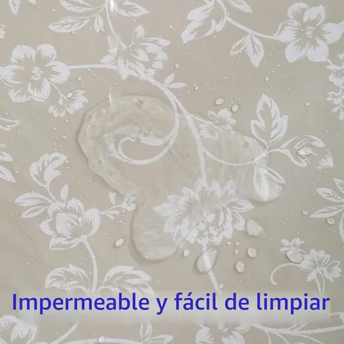 Vista 5 de Mantel de vinilo resistente con reverso de franela, mantel de plástico impermeable a prueba de aceite, resistente a las manchas, limpiable, cubierta