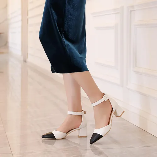 Vista 2 de RIBONGZ Zapatos de boda para mujer, con purpurina, punta puntiaguda, tacones altos, sexy, con correa al tobillo, zapatos de vestir para fiesta