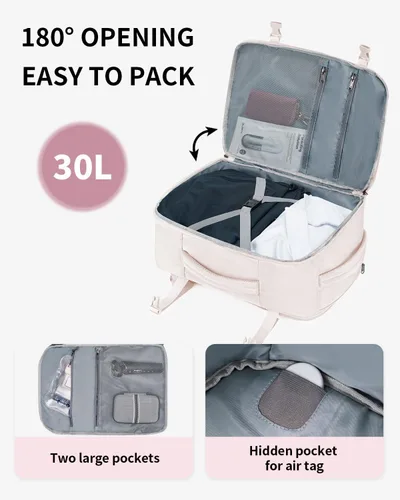 Vista 4 de ECOHUB Mochila de Viaje Mochila de Equipaje de Mano Carry on Backpack Water Resistant Fit 15.6" Laptop AirTag Pocket, Lightweight Casual Daypack
