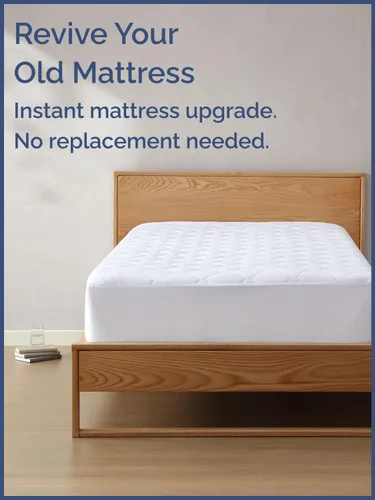 Vista 5 de Protector de colchón acolchado tamaño individual - Blanco Elastic Fitted Mattress Topper & Cover, Breathable, Soft, Low Profile Top Cover with