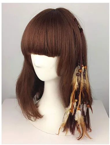 Vista 4 de 4 piezas de cuerda para el pelo de plumas gitanas hippies hechas a mano para mujer para cola de caballo bohemia, elásticos con plumas, diadema
