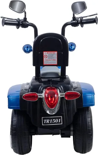 Vista 4 de Freddo Motocicleta de juguete, triciclo de motocicleta de 6 V con luces LED, bocinas hacia adelante/marcha atrás, 2 opciones de velocidad, juguetes