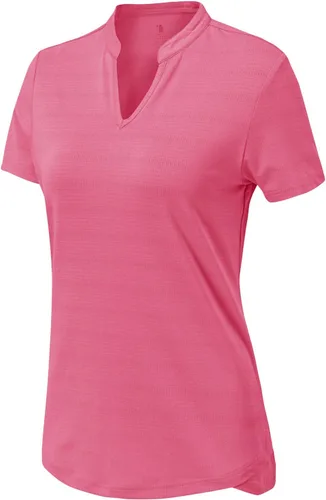 Vista 118 de Gopune Polo de golf con cuello en V para mujer, sin cuello, manga corta, ligera, de secado rápido, camisetas de tenis para correr