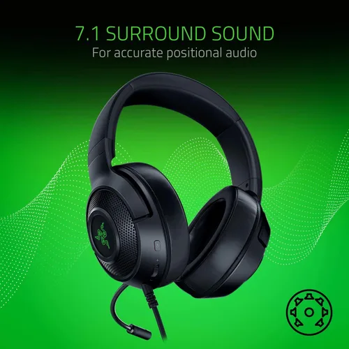 Vista 2 de Razer - Audífonos Kraken X Lite ultra ligeros para videojuegos Negro clásico normal