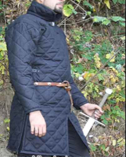 Vista 5 de Medieval Celta Viking Acolchado Armadura Color Negro Gambeson con Mangas Completas