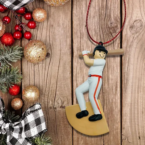 Vista 4 de Adornos navideños de béisbol personalizados