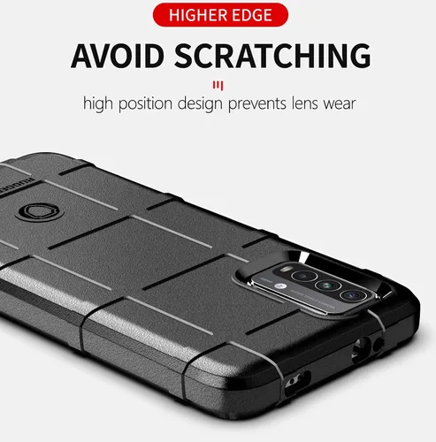 Vista 4 de CCSmall Funda para Xiaomi Redmi 9T Resistente a prueba de golpes HD Negro TPU texturizado y PC híbrido con agarre antideslizante, bordes elevados