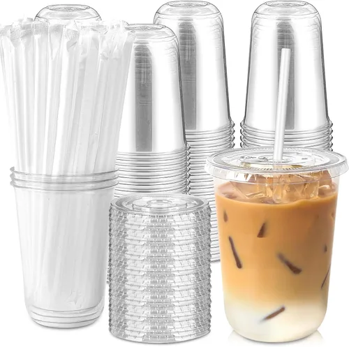Vista 9 de Paquete de 50 tazas de café de plástico de 16 onzas con tapas