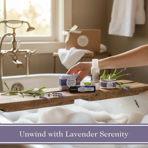 Vista 5 de Victoria's Lavender Set de regalo: jabón hecho a mano, loción para manos y cuerpo, bálsamo labial, productos de lavanda de lujo, regalos ideales