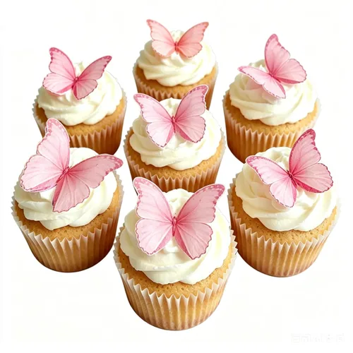 Vista 3 de Weraru 48 piezas de mariposas de papel de oblea comestibles para decorar cupcakes, decoraciones de pastel azules