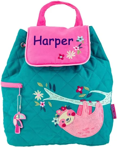 Vista 2 de Stephen Joseph Mochila para niños - Mochila de viaje - Suministros para el regreso a clases para niños - Bolsa acolchada, Perezoso rosa personalizado