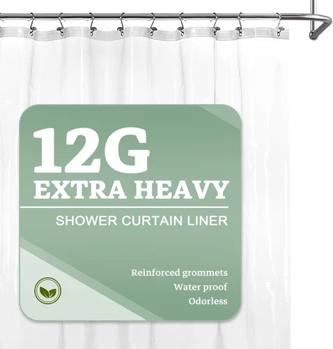 Vista 67 de Barossa Design - Forro de cortina estrecho de PEVA para ducha, con 3 imanes, impermeable, para cabina de baño pequeña, sin PVC, ojales metálicos