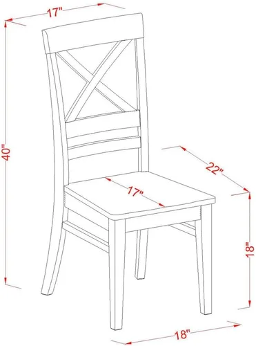 Vista 3 de East West Furniture QUC-BLK-W Quincy - Sillas de comedor de cocina, sillas de asiento de madera con respaldo cruzado, juego de 2, color negro