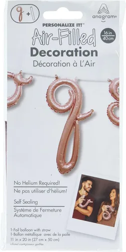 Vista 10 de Globo de aluminio en forma de escritura de oro rosa, 16 pulgadas (paquete de 1) - Elegante decoración de globos del alfabeto, perfecto para fiestas