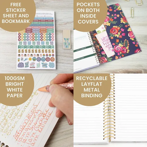 Vista 5 de Bloom Daily Planners - Planificador de calendario semanal y mensual sin fecha – Cuaderno de lista de tareas para comenzar en cualquier momento