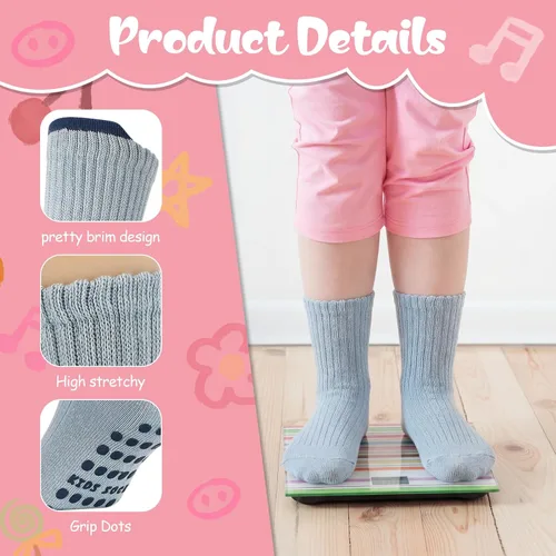 Vista 4 de 6/8 Pairs Toddler Baby Grippy Socks, Cute Seamless Non Slip Grip Ankle Socks for Toddler Girls Boys Kids, 1-5 Y