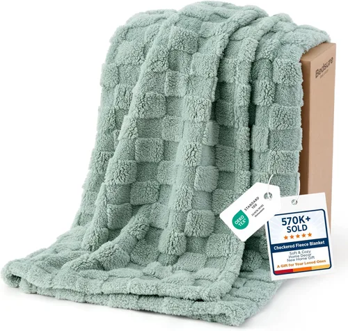 Vista 44 de Bedsure GentleSoft - Manta verde salvia para sofá, manta de forro polar a cuadros, regalos de Navidad para mujeres, hombres y niñas, bonita manta