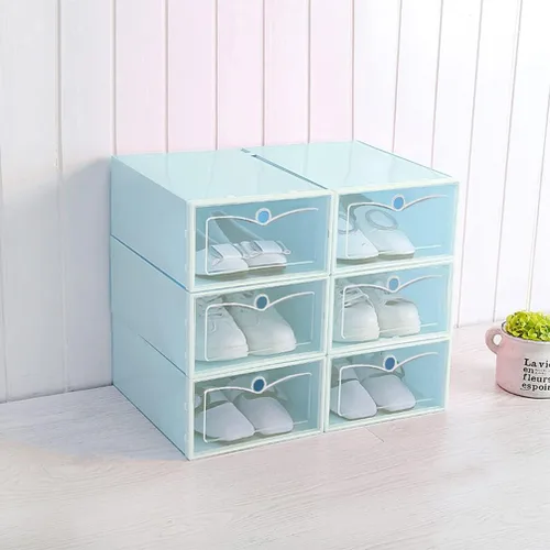 Vista 8 de Cabilock 6 cajas apilables para zapatos para almacenamiento de zapatillas, contenedor de plástico grueso para zapatos, tapa transparente, organiza