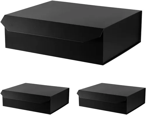 Vista 51 de 1 paquete de caja de regalo negra con tapas, pequeña de 12 x 8 x 2.7 pulgadas, cajas de regalo para ropa, cajas de regalo para camisas con cinta