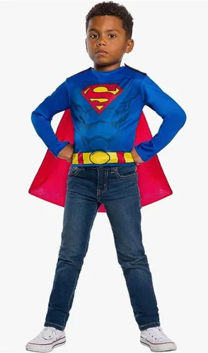 Vista 6 de Rubie's DC Comics - Juego de 21 piezas de superhéroe con Superman, Flash, Batman y Robin incluye capas, camisetas de disfraces, máscaras y accesorios