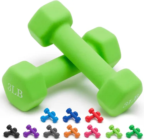 Vista 8 de Portzon Mancuernas de neopreno con agarre antideslizante para ejercicio de entrenamiento corporal total y tonificación muscular, compatible con 2