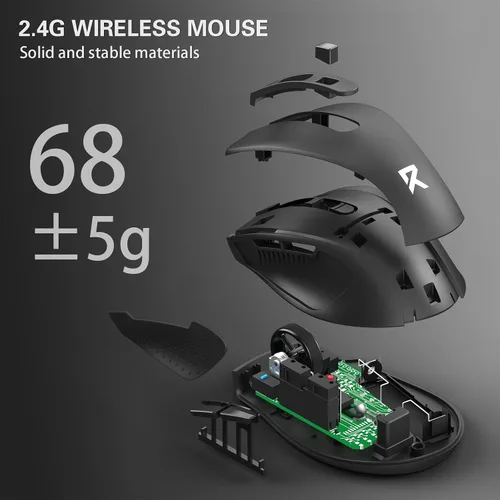 Vista 7 de Redragon - Ratón inalámbrico para laptop, mouse óptico de 2.4G para computadora de 5 niveles 4000DPI, ratones USB inalámbricos para oficina, 6