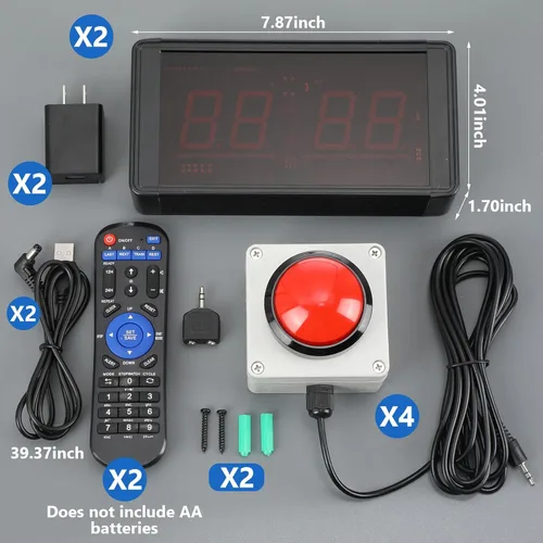 Vista 2 de Relaxweex Juego de 2 relojes de gimnasio de 1.5 pulgadas, temporizador de descanso digital grande para sala de fitness con botón de inicio/parada