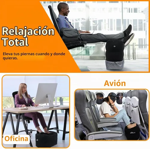 Vista 3 de Almohada inflable para reposapiés para viajes en avión - Reposapiernas ajustable para vuelos largos, extensor de asiento de avión para bebé/niño