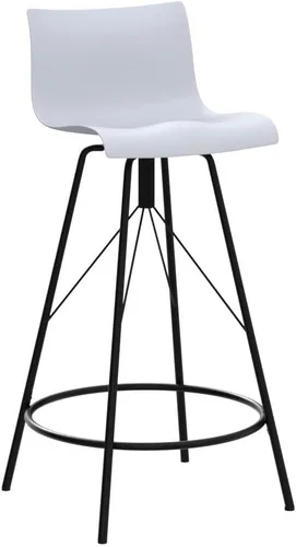 Vista 5 de Awonde Juego de 4 taburetes de bar giratorios de plástico de 24 pulgadas, color gris, modernos taburetes de bar con respaldo de cocina, sillas
