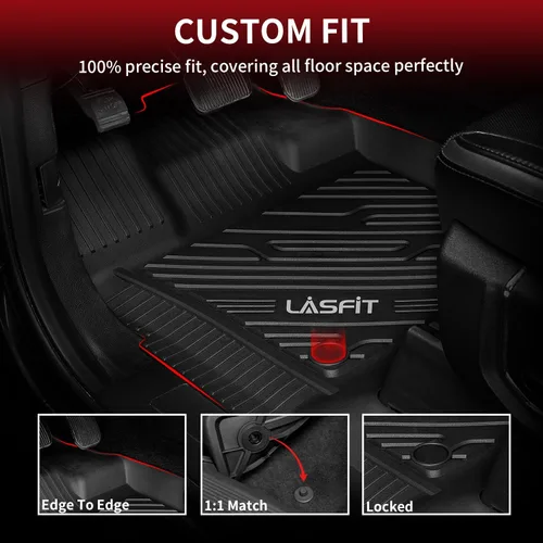 Vista 3 de LASFIT Alfombrillas delanteras para Ford F-150 2015-2026 F150 Lightning 2022-2025 SuperCrew & Super Cab Alfombra para todo tipo de clima, tapetes
