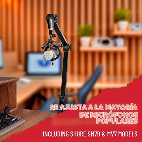 Vista 4 de Gator Frameworks - Soporte para micrófono de transmisión montado en escritorio Deluxe para podcasts y grabación; cable XLR integrado, (GFWBCBM3000)