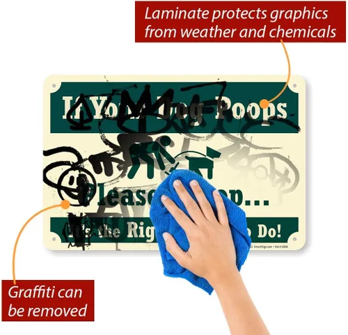 Vista 5 de SmartSign Letrero de metal con texto en inglés "If Your Dog Poops, Please Scoop - It's The Right Thing to Do", aluminio laminado a prueba de óxido