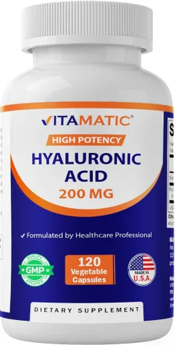 Vista 10 de Vitamatic Paquete de 2 suplementos de ácido hialurónico de 200 mg – Apoya el tejido conectivo saludable y las articulaciones – Promueve una piel