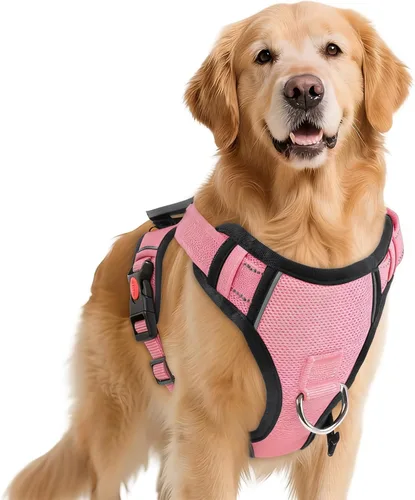 Vista 9 de Arnés para perro sin tirón con 2 clips de correa, chaleco reflectante ajustable y acolchado con asa, chaleco Oxford transpirable sin