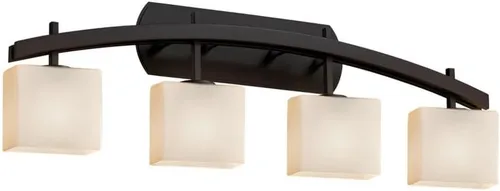 Vista 5 de Justice Design Group Lighting FSN-8594-55-OPAL-CROM Justice Design Group - Fusion - Barra de baño de 4 luces Archway - Rectángulo - Acabado cromado