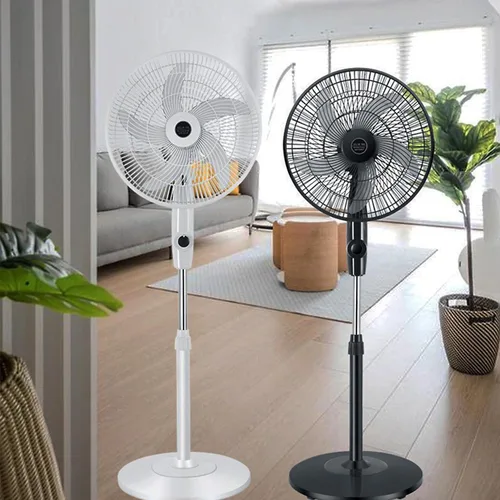 Vista 6 de Ventilador de pie oscilante solar, ventilador vertical solar, ventilador de pedestal de pie recargable con panel solar, batería de 10000 mAh, dos