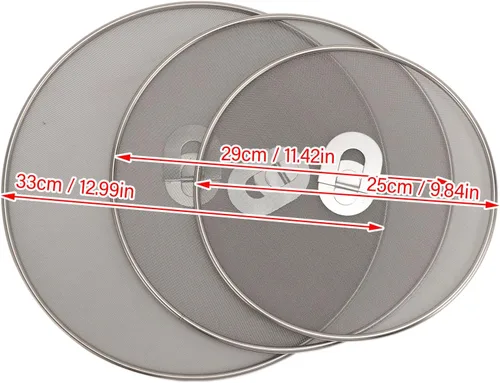Vista 2 de 3 piezas de pantalla de acero inoxidable para cocina, mango plegable, protección contra salpicaduras de grasa, tapa a prueba de explosiones