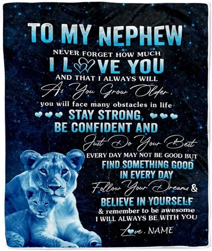 Vista 24 de Manta personalizada con texto en inglés «To My Nephew from Aunt Uncle Auntie I Love You Hugs» (texto en inglés) con texto en inglés «To My Nephew»