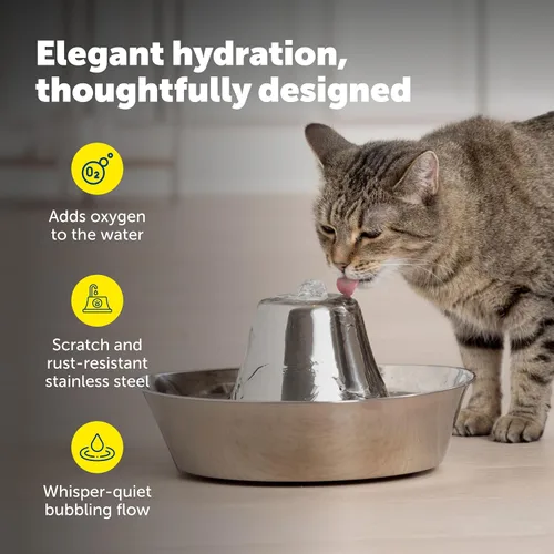 Vista 4 de PetSafe Seaside - Fuente de acero inoxidable para gatos y perros, filtros de agua adicionales y 1 bomba incluida, la torre crea un flujo relajante