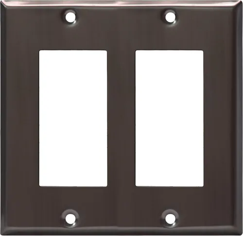 Vista 23 de ENERLITES Placa de pared metálica decorativa para interruptor o tomacorriente, resistente a la corrosión, tamaño de 2 segmentos, 4.50" x 4.57