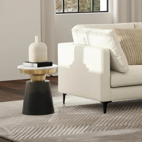 Vista 2 de SIMPLIHOME Jaxine - Mesa auxiliar redonda de 16 pulgadas de ancho en blanco