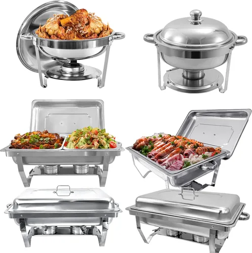 Vista 12 de Juego de 2 platos de 8 cuartos de galón para buffet de acero inoxidable, juego completo de calentador de alimentos con bandeja de agua