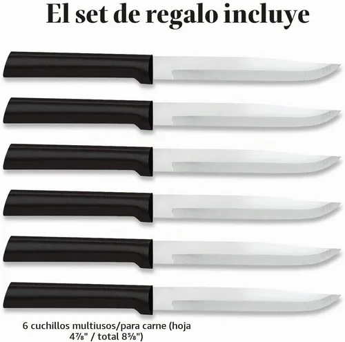 Vista 2 de RADA Cubiertos Seis Utility/Steak Cuchillos Set de Regalo (G206), Negro