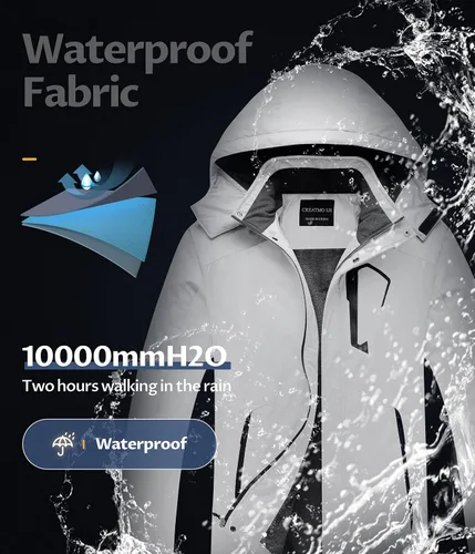 Vista 4 de CREATMO US Chaqueta de esquí impermeable de montaña para hombre, resistente al viento, abrigo de invierno cálido para snowboard