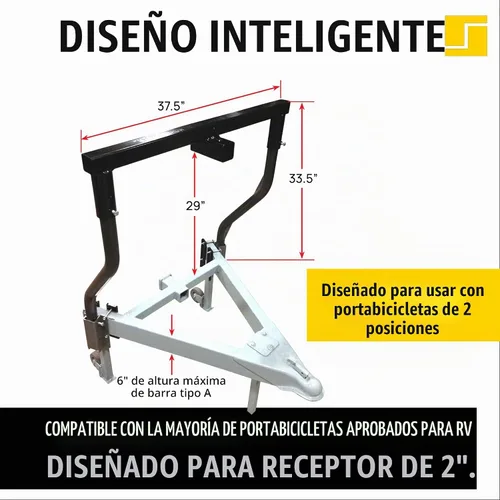 Vista 3 de Stromberg Carlson CC-275 Litera de Carga para Bicicleta de Lengüeta de Remolque - Soporte Ajustable de Lengüeta de Remolque para RVs, Soporta Hasta