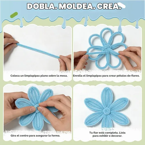 Vista 6 de Pipe Cleaners Bulk 422PCS Flower Kit, 12 Inch Chenille Stems for Crafts Verde (WLBGreen)