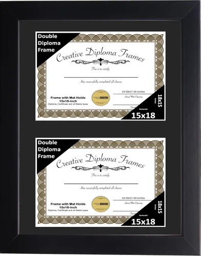 Vista 42 de Creative Picture Frames Marco de diploma doble clásico negro de 6 x 8 pulgadas con vidrio negro y colgador de pared instalado