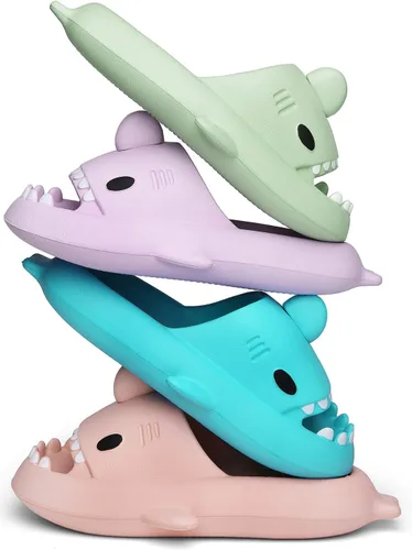 Vista 4 de Sandalias de tiburón para hombre y mujer, novedosas sandalias de verano con punta abierta, antideslizantes, para playa, piscina, ducha con suela