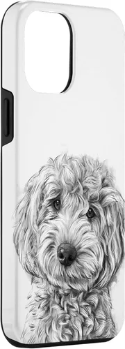 Vista 3 de iPhone 12 Pro Max Golden Doodle Retrato lindo perro ilustración caso de regalo