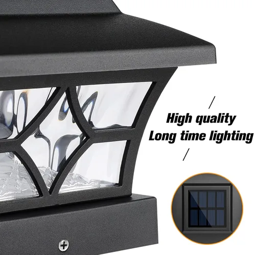 Vista 7 de VOLISUN Luces Solares para Postes de Exteriores, Luces Solares para Postes de Valla 4x4 Vinilo/Madera, Luz Solar Negra Impermeable para Poste